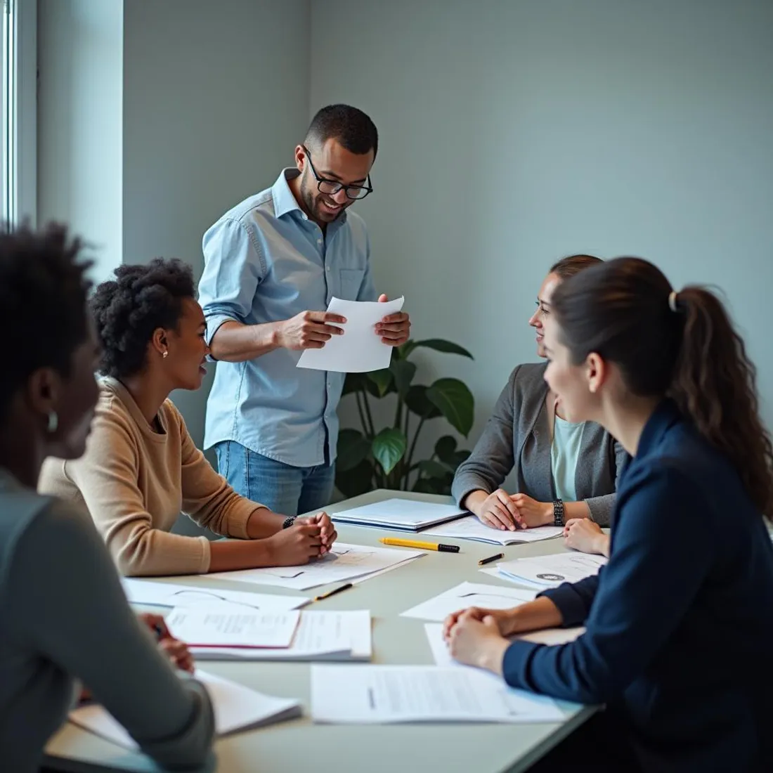 Réunion de travail dans les bureaux de Brain IT
